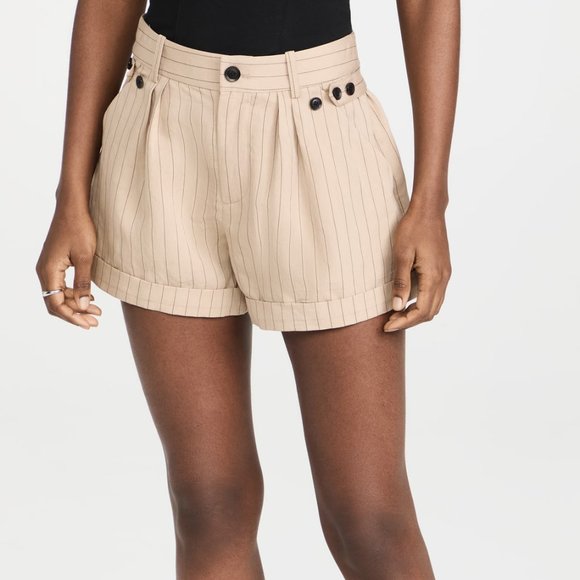 NWT Marissa Webb Kenny Pinstripe Button Tab Shorts - Picture 1 of 7